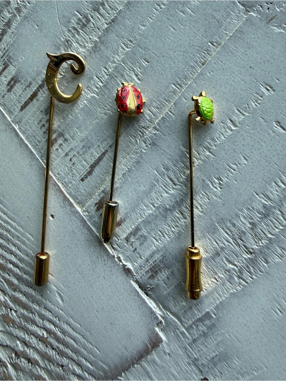 Vintage Stick Pin Lot of 3 🐞🐢✨